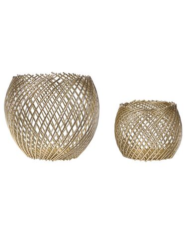 Set of 2 Metal Candle Holders Gold TANDUY 