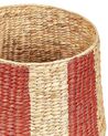 Water Hyacinth Wicker Circus Tent Basket Beige and Red KIMBERLEY_893168
