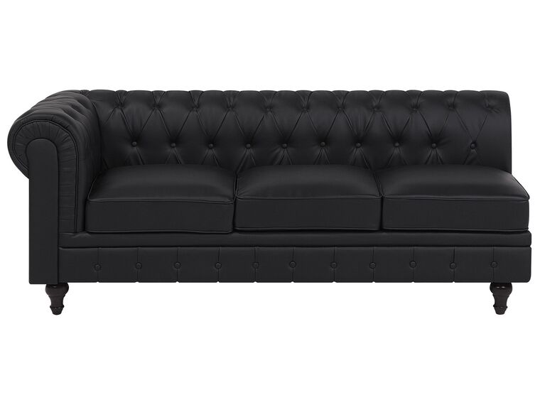 Left Hand Faux Leather Corner Sofa Black CHESTERFIELD Beliani.co.uk