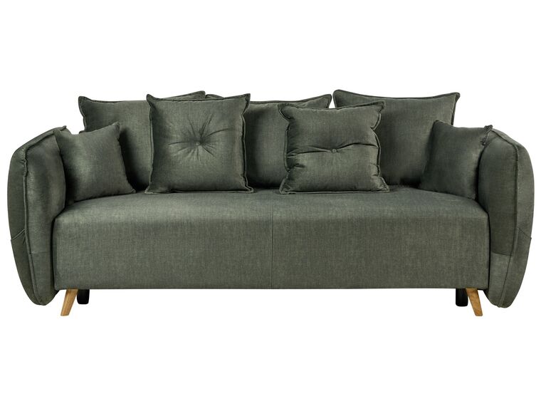 Sofa rozkładana welurowa z pojemnikiem zielona VALLANES_904234