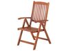 Zahradní dřevěná židle se světle červenou poduškou TOSCANA_696078