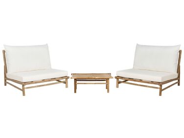 2 Seater Bamboo Lounge Set Light Wood and White TODI 
