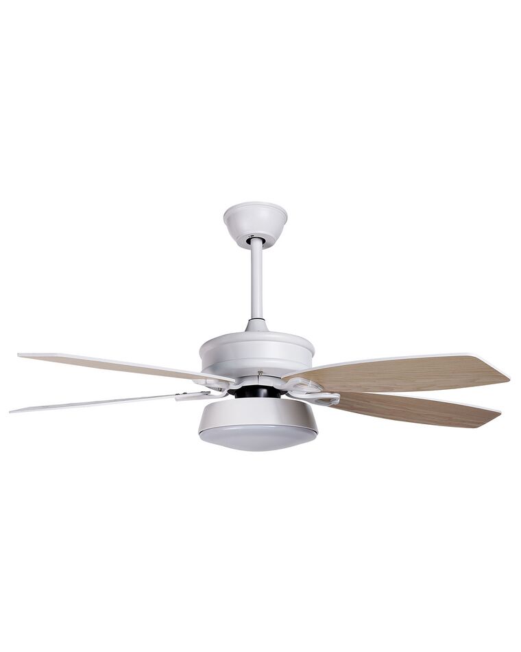 Ceiling Fan with Light White and Light Wood LOGAN_861528