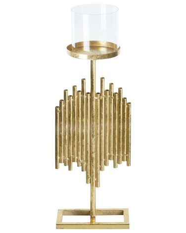 Kerzenständer Glas / Metall gold 53 cm NIAS