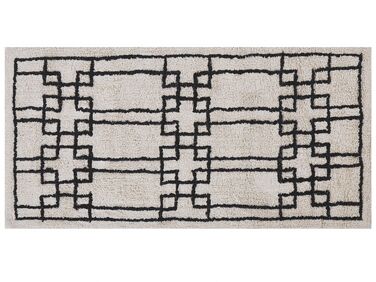 Teppich Baumwolle beige 80 x 150 cm geometrisches Muster Kurzflor TURHAL