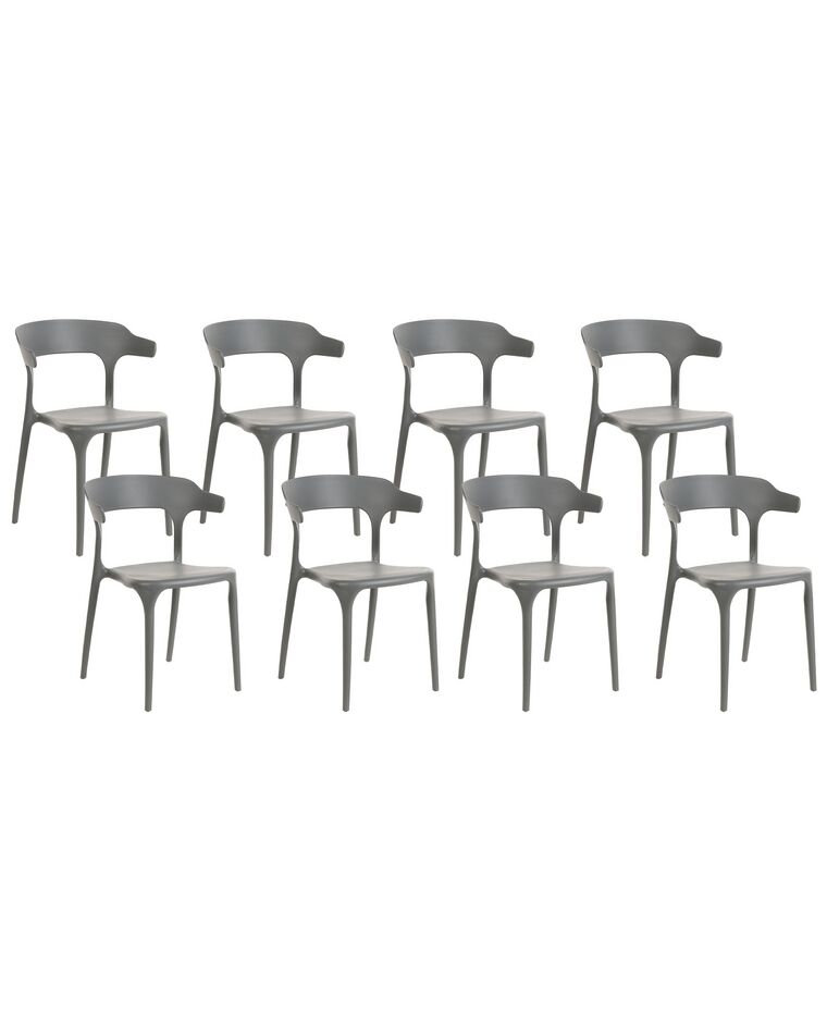 Sæt med 8 spisebordsstole grå GUBBIO _862356