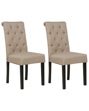 Set of 2 Fabric Dining Chairs Taupe MELVA