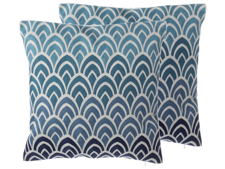 Conjunto de 2 almofadas decorativas em algodão azul 45 x 45 cm NIGELLA_770993