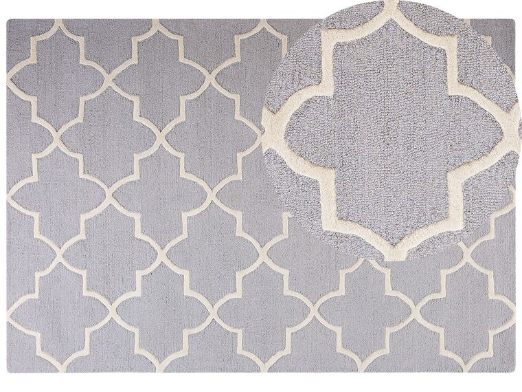 Teppich grau 160 x 230 cm marokkanisches Muster Kurzflor SILVAN_802948