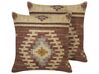 Set of 2 Jute Cushions Geometric Pattern 45 x 45 cm Multicolour BEEL_848479