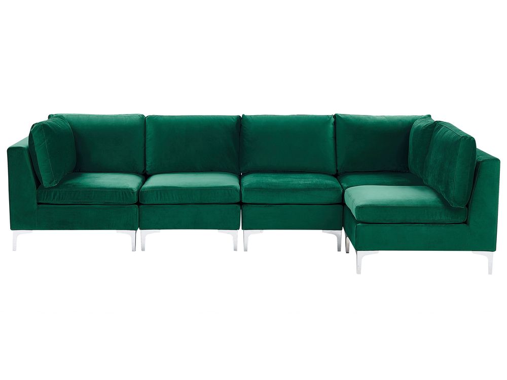 Green velvet l couch