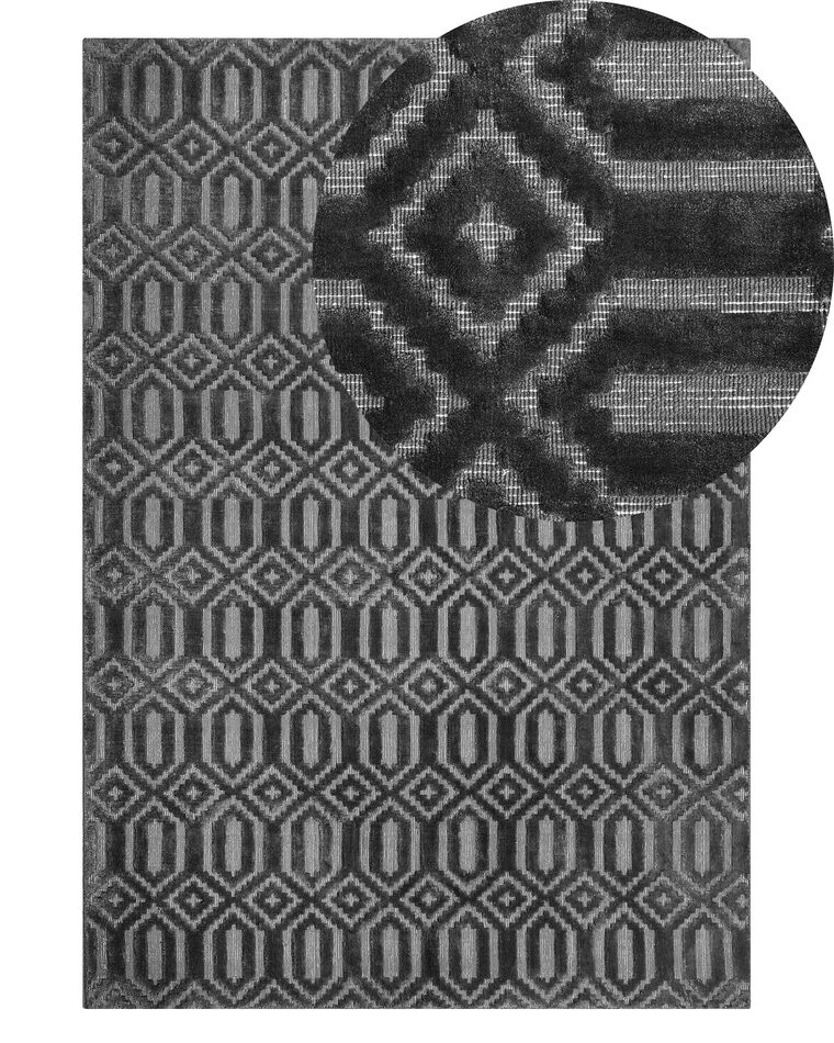 Teppich dunkelgrau 140 x 200 cm geometrisches Muster Kurzflor ADATEPE_750672