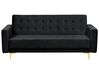 3 Seater Velvet Sofa Bed Black ABERDEEN_855959