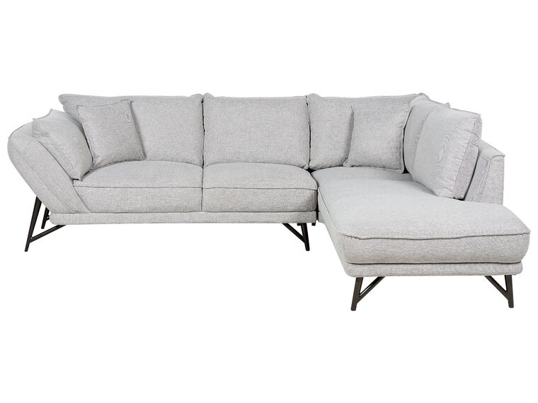Left Hand Linen Corner Sofa Light Grey ELGA_879303