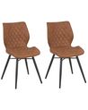 Set of 2 Fabric Dining Chairs Brown LISLE_724154