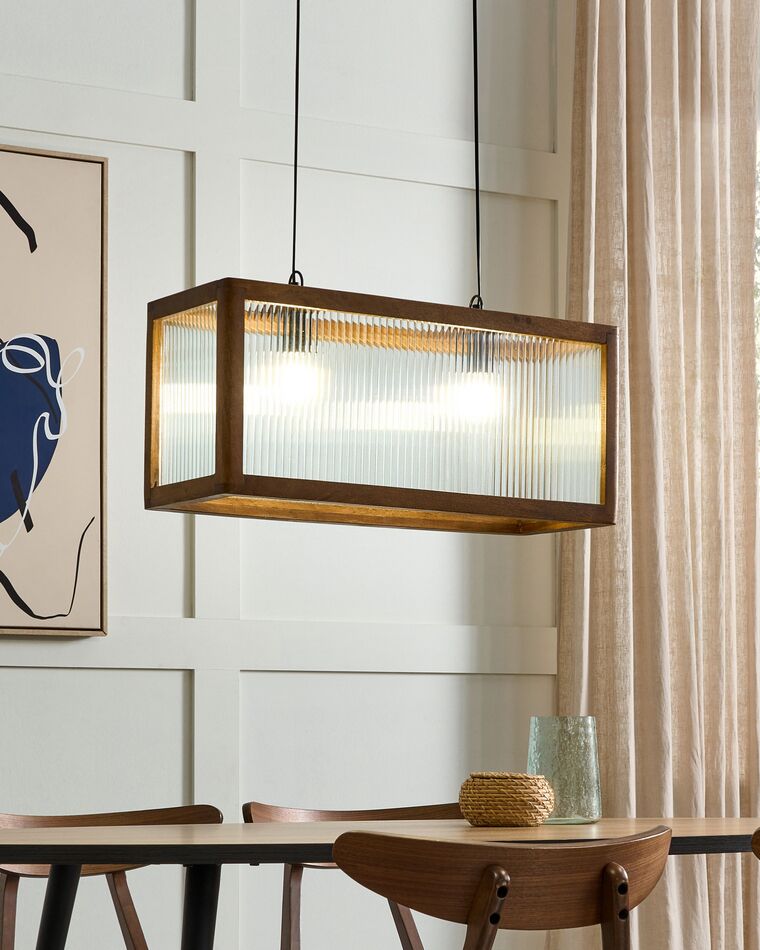 Mango Wood Pendant Lamp Light PENNA Beliani.cz