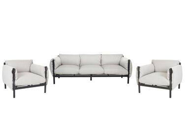 Lounge Set 3-teilig Aluminium hellgrau / schwarz 5-Sitzer ESPERIA