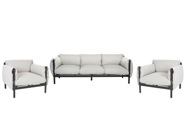 Havesæt i aluminium 3-personers sofa med lænestole Lysegrå ESPERIA