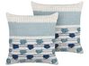 Lot de 2 coussins décoratifs avec pompons 45 x 45 cm blanc et bleu DATURA_840098