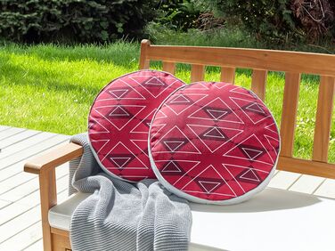 Sett med 2 utendørsputer geometrisk mønster ⌀ 40 cm rosa MEZZANO