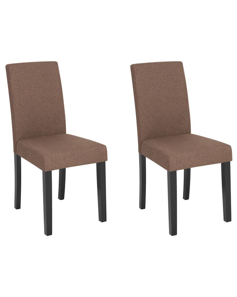 Set of 2 Fabric Dining Chairs Brown BROADWAY_744513