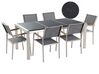 6 Seater Garden Dining Set Black Granite Triple Plate Top with Grey Chairs GROSSETO_395507