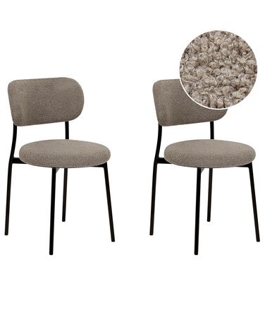 Set of 2 Boucle Dining Chairs Taupe CASEY