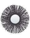 Rattanowe okrągłe lustro ścienne słońce ⌀ 60 cm czarne KALASIN_822229