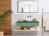 Mobile bagno con lavabo e specchio verde nero e legno chiaro ZARAGOZA_817214