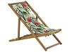 Set of 2 Acacia Folding Deck Chairs and 2 Replacement Fabrics Light Wood with Off-White / Toucan Pattern ANZIO_819731