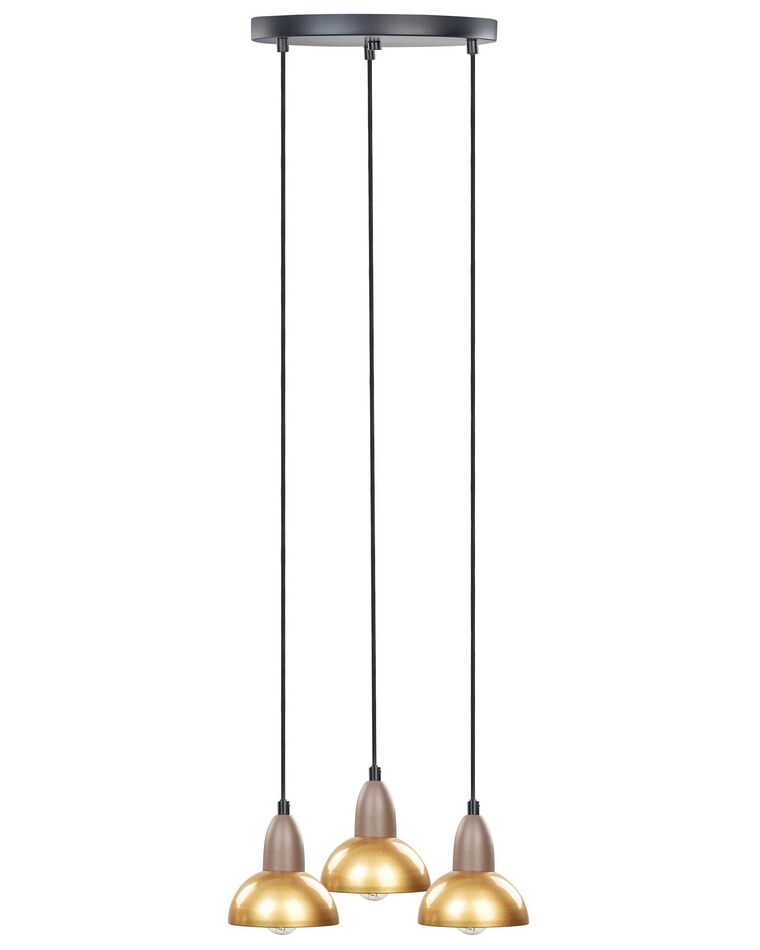 3 Light Metal Pendant Lamp Brass CASTALY_878365