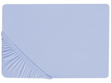 Kék pamut gumis lepedő 160 x 200 cm JANBU