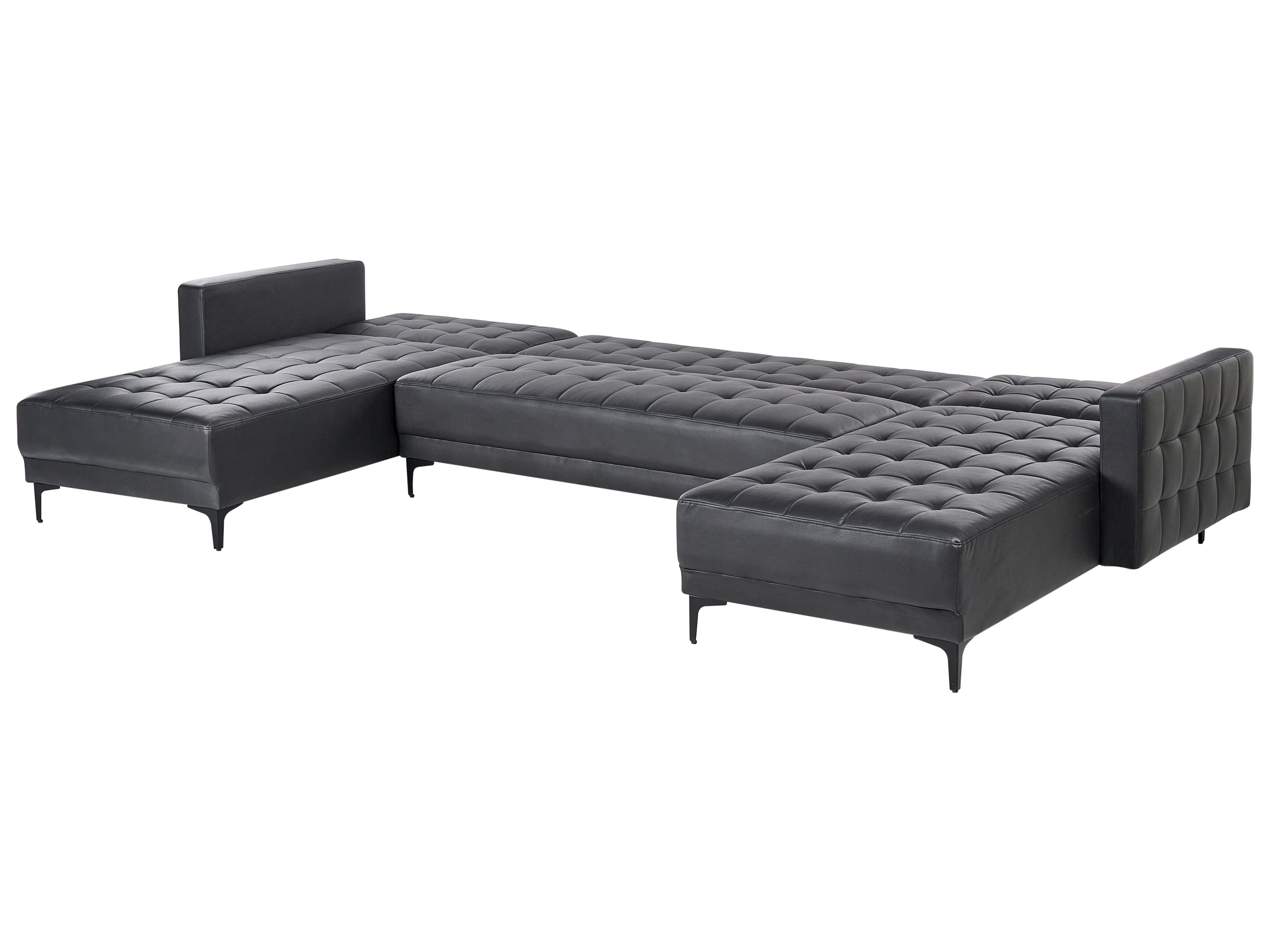 5 Seater UShaped Modular Faux Leather Sofa Black ABERDEEN Beliani.co.uk