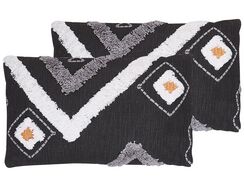 Koristetyyny puuvilla musta tuftattu 30 x 50 cm 2 kpl VIBURNUM
