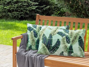 Set of 2 Outdoor Cushions Leaf Motif 40 x 60 cm Green BOISSANO