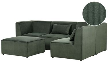 Canapé d'angle côté gauche modulable 4 places en velours côtelé vert foncé avec ottoman LEMVIG