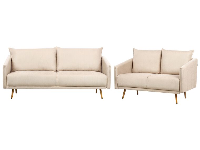 Conjunto de sofás de 5 lugares em veludo creme MAURA_913002