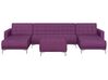 Canapé panoramique convertible en tissu violet 5 places avec pouf ABERDEEN_737081
