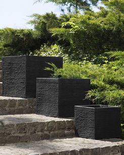 Kukkaruukku savikuituseos musta 30 x 30 x 28 cm PAROS Kukkaruukku savikuituseos musta 30 x 30 x 28 cm PAROS