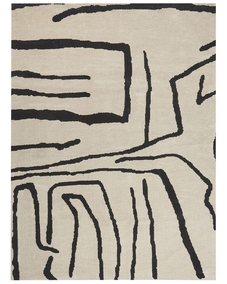 Teppich creme / schwarz 300 x 400 cm abstraktes Muster Kurzflor KOLPUR_885708