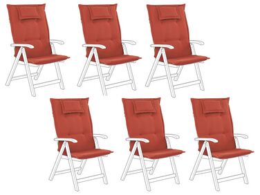 Zestaw 6 poduszek na krzesła ogrodowe czerwony TOSCANA/JAVA