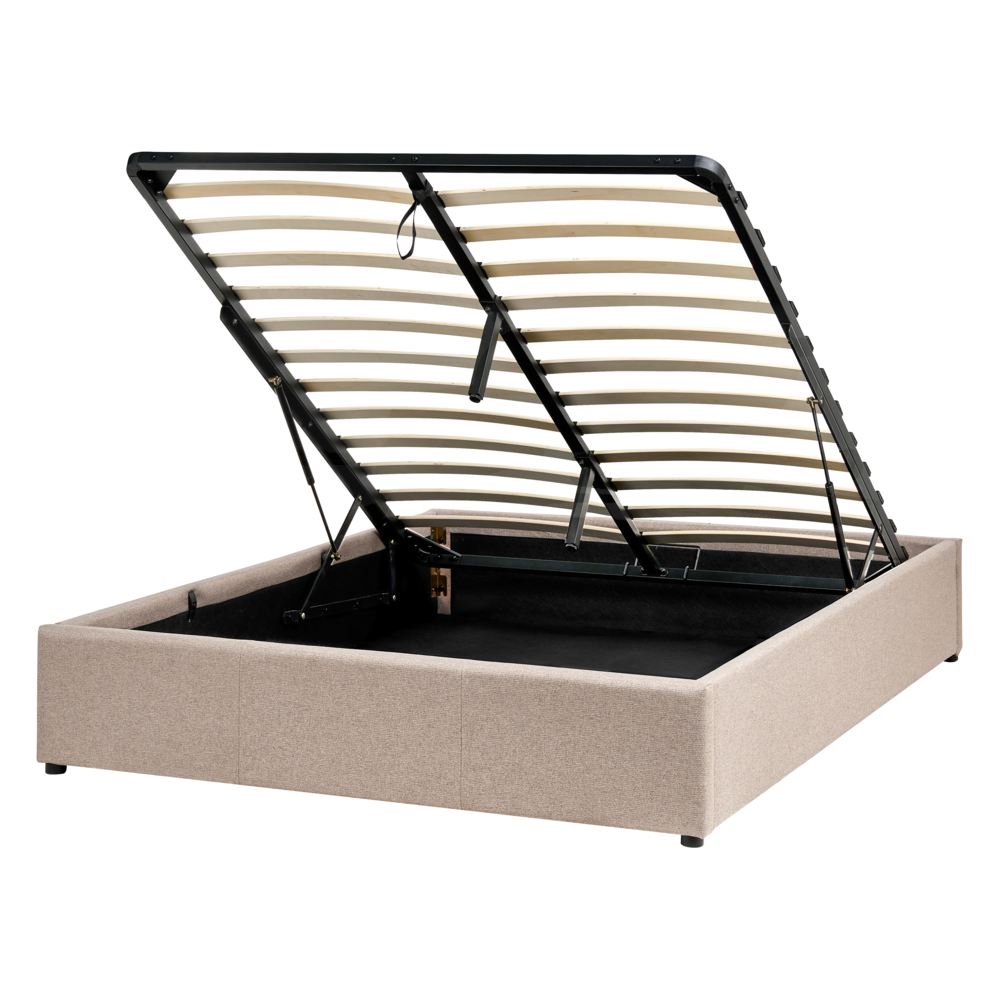 Łóżko z pojemnikiem tapicerowane 140 x 200 cm beżowe DINAN