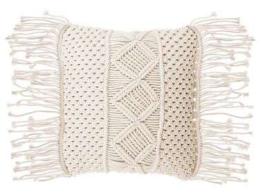 Cotton Macrame Cushion with Tassels 40 x 45 cm Beige YORTAN