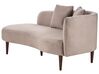 Right Hand Velvet Chaise Lounge Taupe CHAUMONT_880836