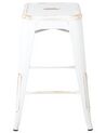 Set of 2 Steel  Stools 60 cm White with Gold CABRILLO_694371