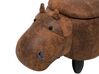 Faux Leather Storage Animal Stool Brown HIPPO_710400