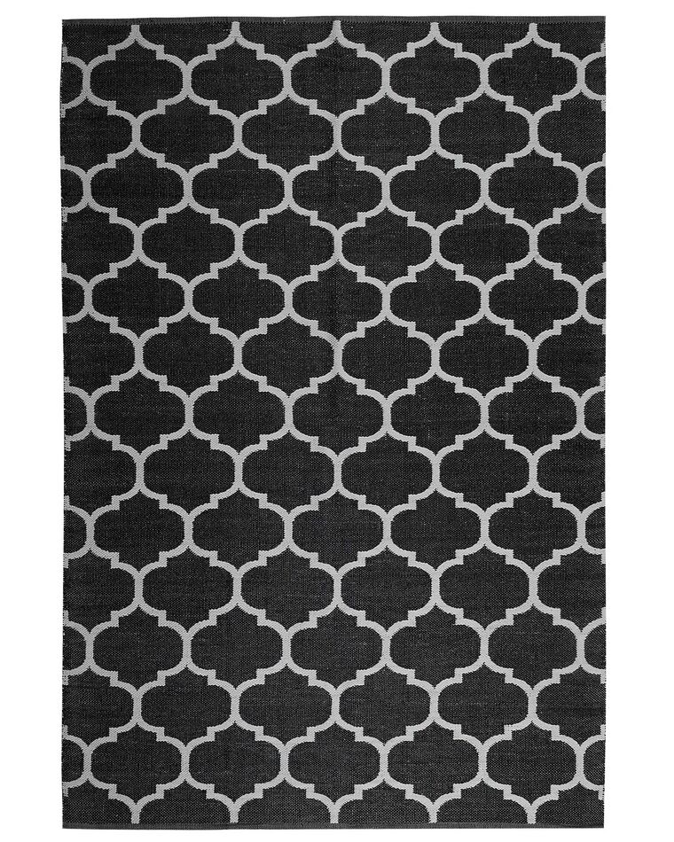 Tapete de área reversível preto e branco 140 x 200 cm ALADANA_733708