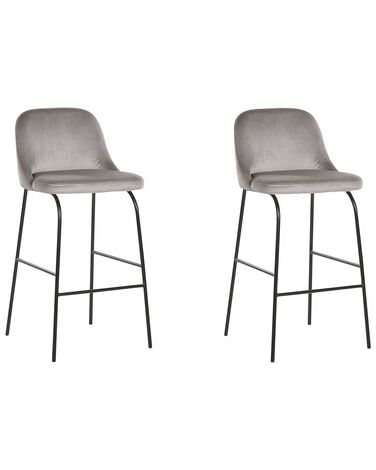 Set of 2 Velvet Bar Chairs Grey NEKOMA