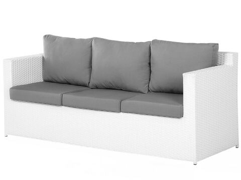 6 Seater Rattan Garden Sofa Set White Roma Beliani No