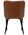 Conjunto de 2 sillas de comedor de piel sintética marrón dorado/negro SOLANO_703316